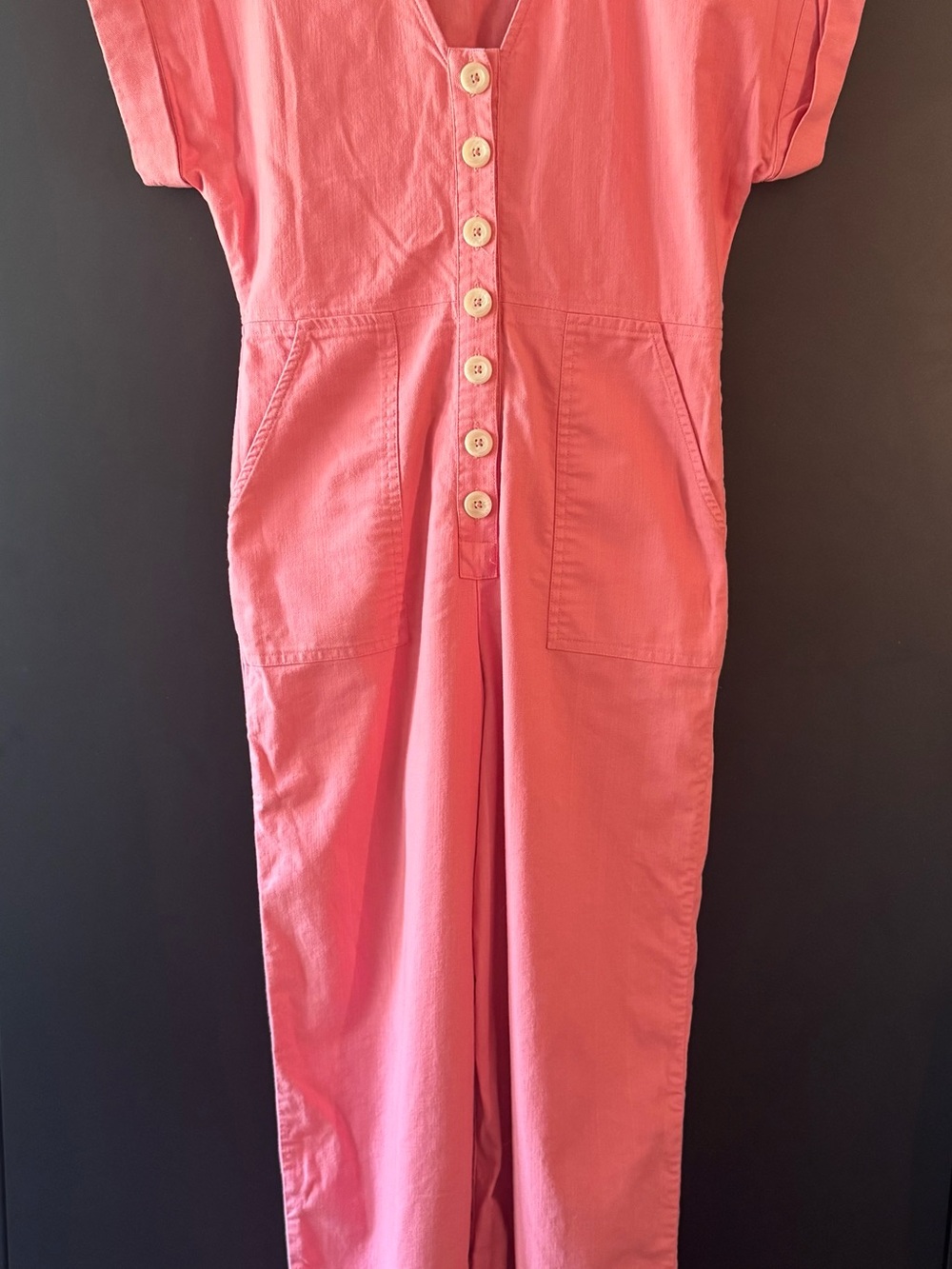 Madewell Coral Pink Button-Front Utility Jumpsuit